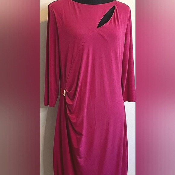 Womens J Lo raspberry  dress M - Picture 1 of 8